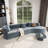 Vargas 132" Curved Boneless Sectional Sofa with Chenille Fabric & Sponge Spring Comfort-120347317