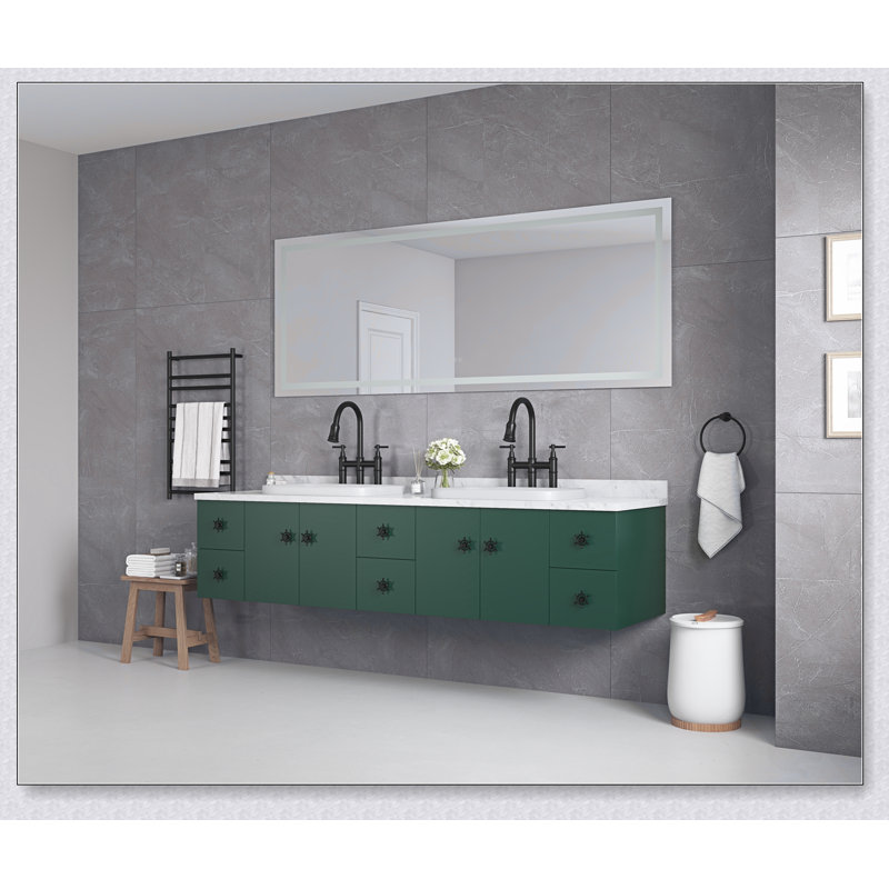 Grand miroir de salle de bain à DEL avec avant et rétroéclairage, anti-buée, mémoire, 3 températures de couleur, miroir de meuble-lavabo à intensité variable