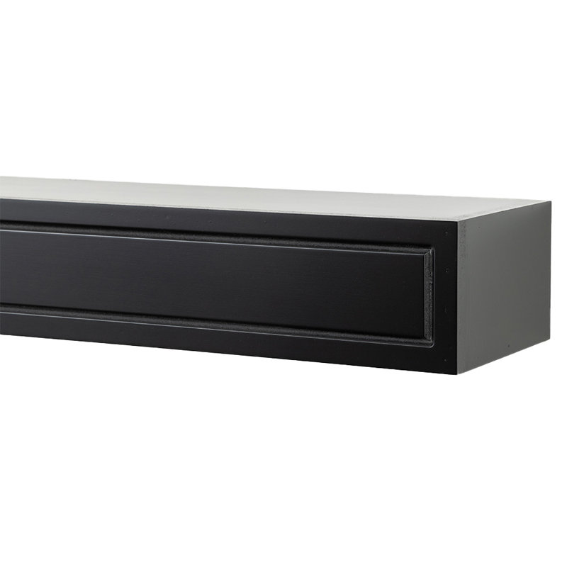 Lotta Wood Fireplace Mantel Shelf - Simple Transitional Design with Grooved Picture Frame Details, Red Mahogany Stain, 60"