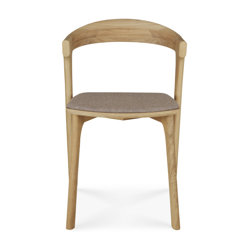 Bok Upholstered Dining Chair, Varnished Oak, Warm Grey Polyester Blend/Acrylic
