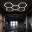 Plafonnier moderne hexagonal à DEL avec 5 grilles, conception en nid d'abeille pour garage, studio, salle de sport ou salle de jeux (ensemble de 5)