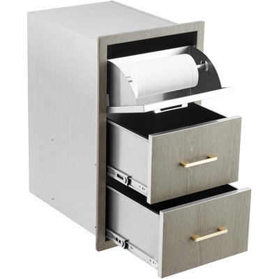 Armoire de cuisine extérieure en acier inoxydable avec tiroirs, rangement résistant aux intempéries pour îlots de barbecue et cuisines extérieures