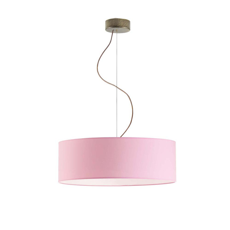 Aubryelle 3 - Light Drum Pendant, Light Pink, Antique (Old) Gold, 120cm H x 40cm W x 40cm D