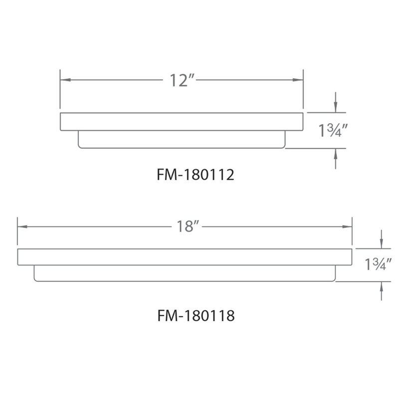 Acrylic LED Flush Mount, Brushed Nickel, 1.75" H x 12" W x 12" D, 3000