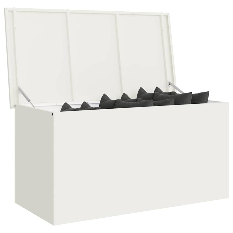 Outdoor Storage Box Steel Garden Solution Terrace Organizer Urban Style, 220L, 50cm H x 100cm W x 50.5cm D, White