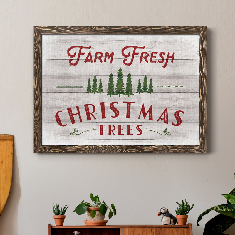 «Farm Fresh Christmas Trees», reproduction d'art textuel sur toile, H 31 po x l 44 po x P 1 po, Noyer