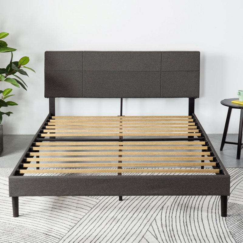 Hamall Upholstered Bed Frame with Headboard, Dark Grey, Kingsize (5')