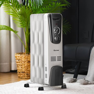 Costway 1500w Electric Oil Filled Radiator Space Heater 5.7 Fin Thermostat Room Radiant -  EP22611