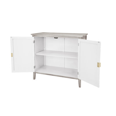 Armoire à 2 portes pour la chambre à coucher, le salon, le bureau et la tablette mobile réglable - American Design. Peinture peinte à la main, grain de bois transparent. Ornement de toit en écorce, panneau en relief, couche, poignée dorée, antidérapant