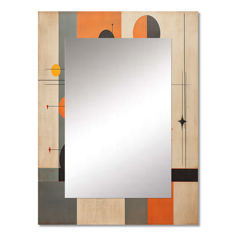 Mid-Century New Balance, abstrait géométrique rétro I - miroir moderne Mid-Century, miroir mural bleu unique, impression d'art en métal