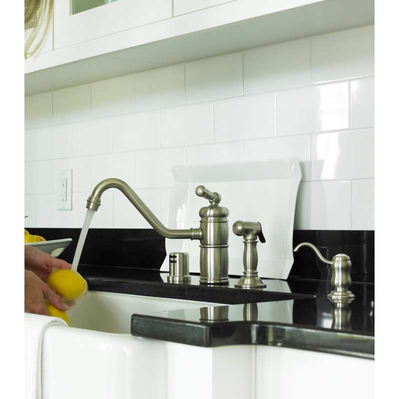 Nadya Single Handle Kitchen Faucet with Side Spray, Antique Nickel