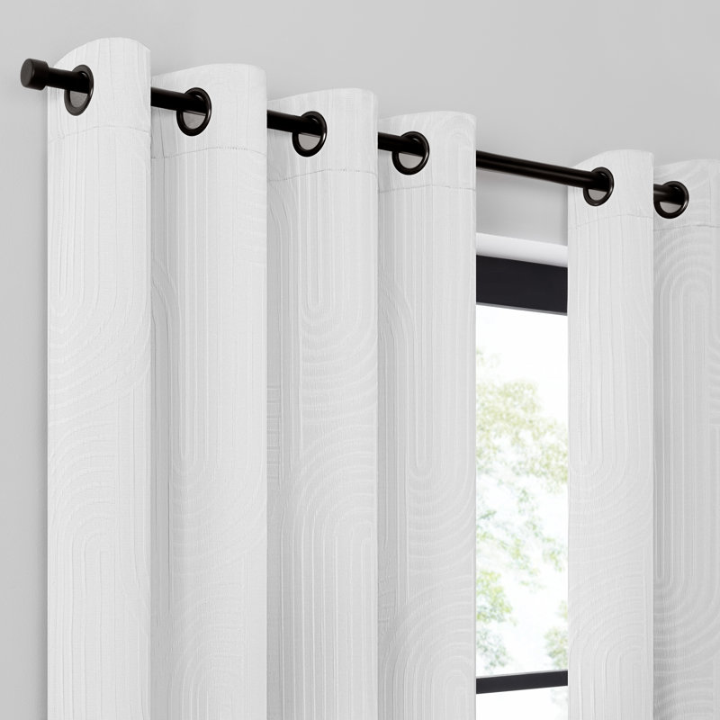 White Light-Filtering Polyester Grommet Curtain Panel 84x50