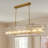 8 - Light 54" Dimmable Brass Rectangle Chandelier With Clear Glass