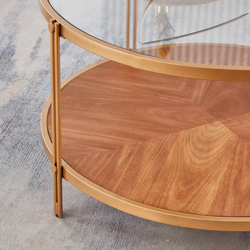 Table de bout moderne en bois avec plateau en verre et structure en métal, Jaune