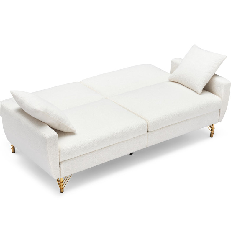  Bertan Upholstered Convertible Sofa, White Fabric