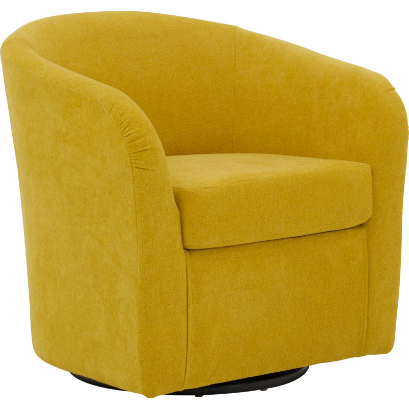 Upholstered Swivel Barrel Chair, Chloe Marigold Polyester Blend