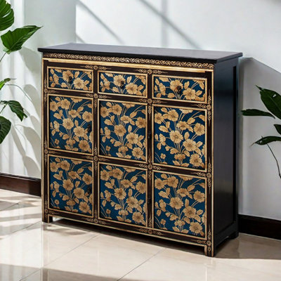 Tibetan-style Partition Solid Wood Shoe Cabinet 12 Pair Shoe Storage Cabinet