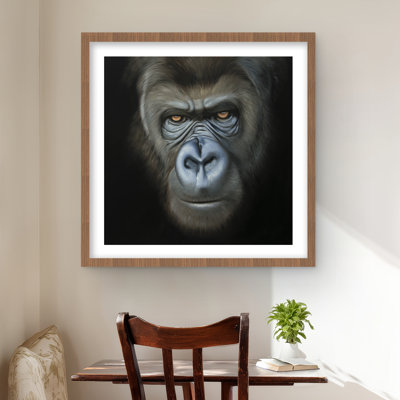 Gorilla Face Framed Matted Print | Wildlife Home Decor