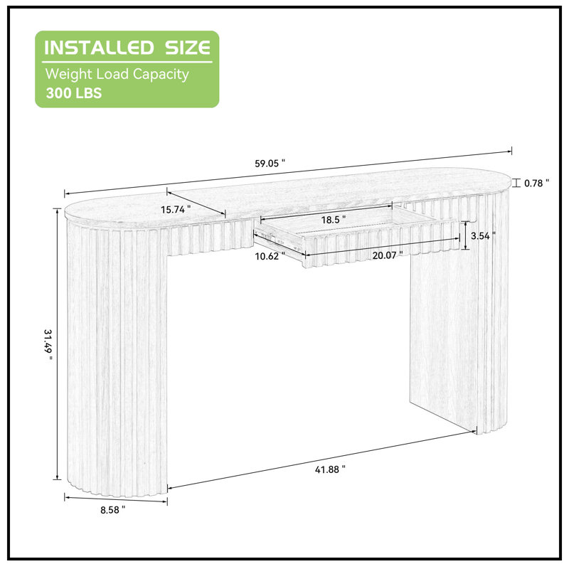 Console de style moderne avec tiroir, 31.8" H x 59.05" W x 14.9" D, Non, Marine