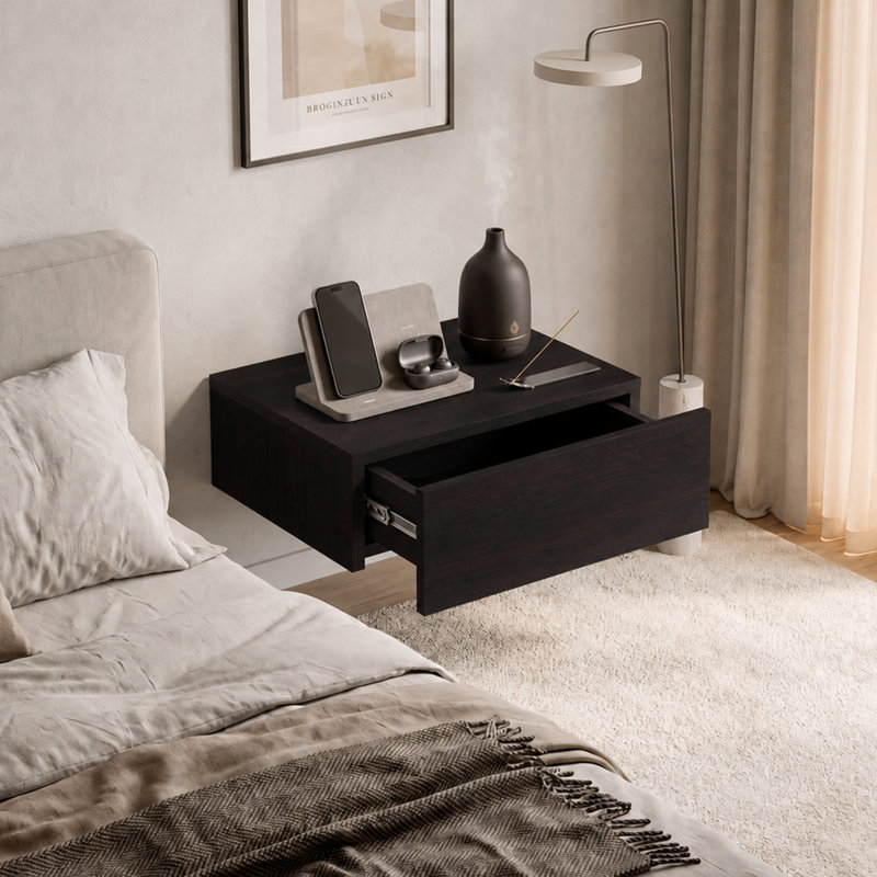 Table de chevet murale flottante avec rangement pour tiroir, table de chevet moderne avec rangement Barcelona