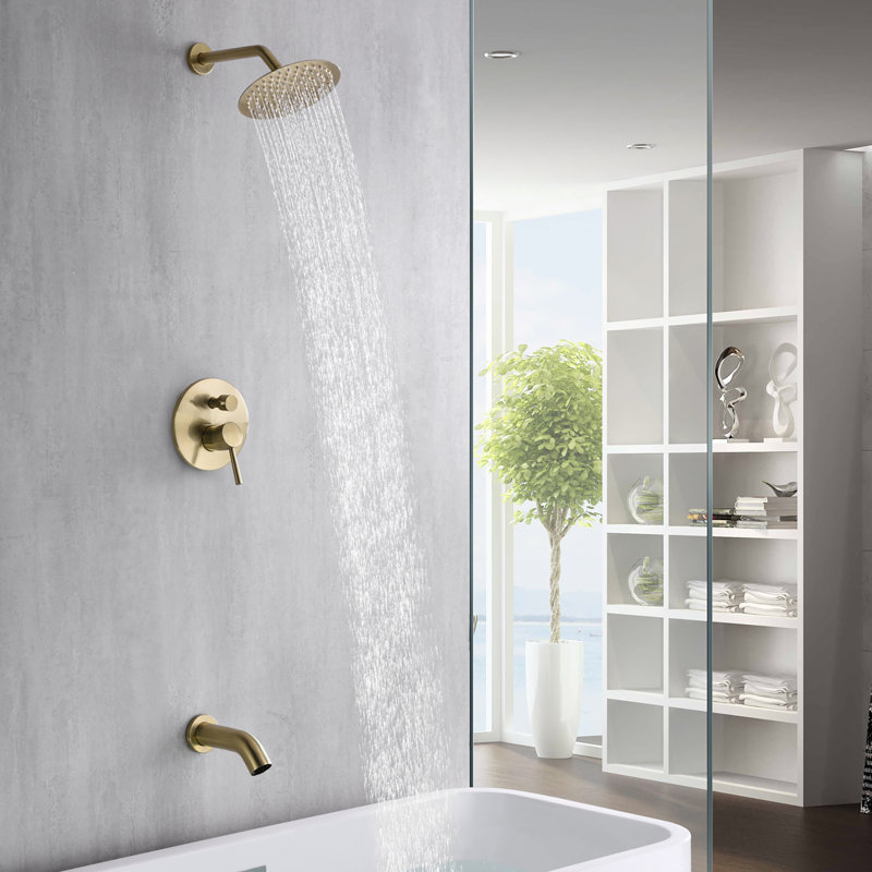 Robinet de baignoire et de douche avec valve brute et inverseur, Or brossé