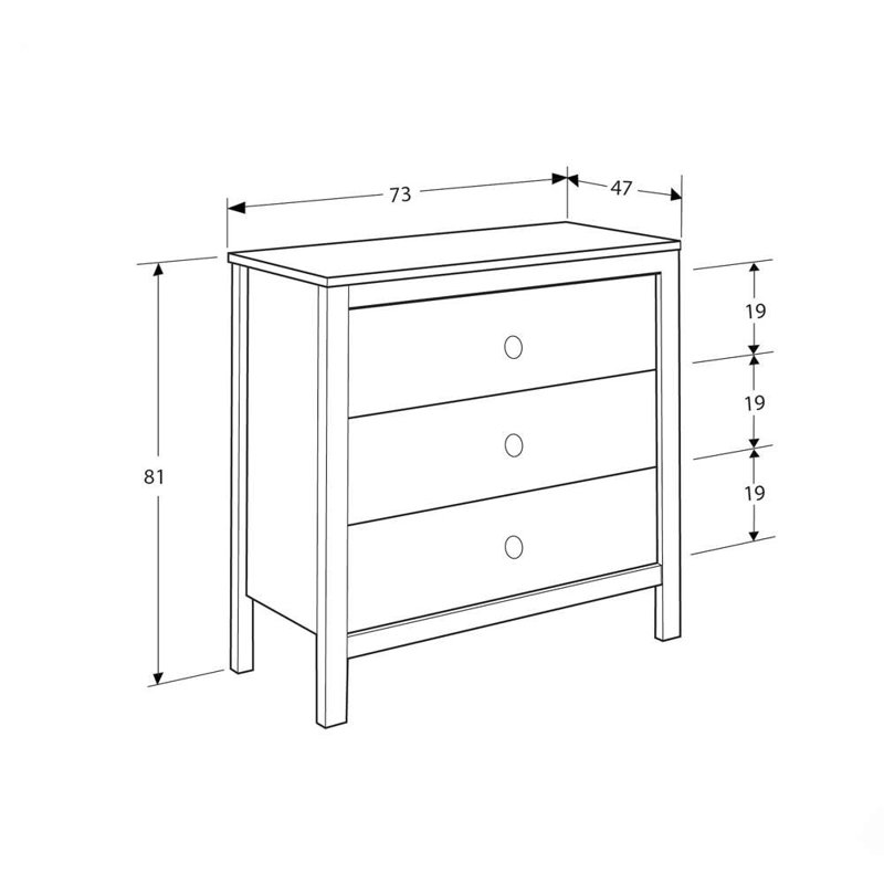 Modern Scandinavian Dresser, White Finish, 28.7 x 31.9 x 18.5 inches | Coated Particle Board, Multiple Shelves & Wall-Mountable Design | Stylish Storage Solution for Contemporary Bedrooms