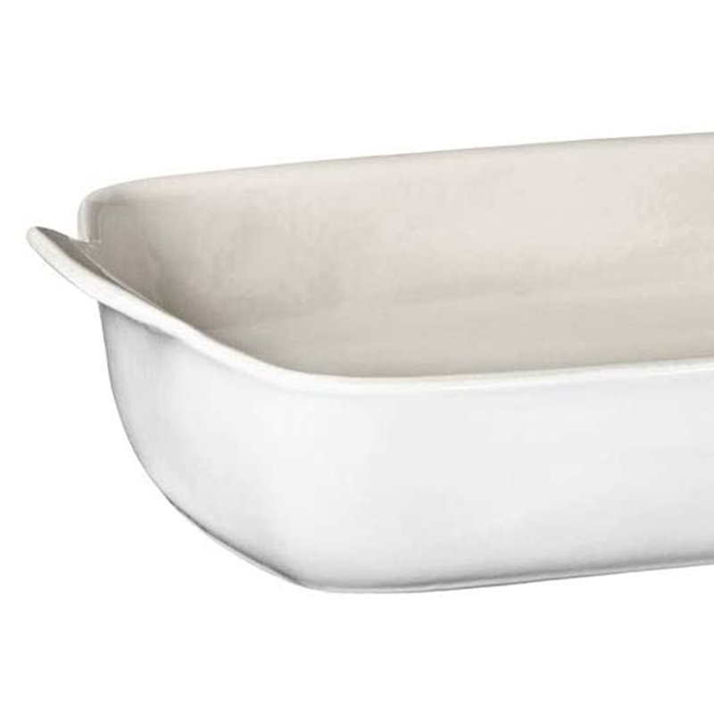Rectangle Ceramic Baker Set, Sugar White/Plain White