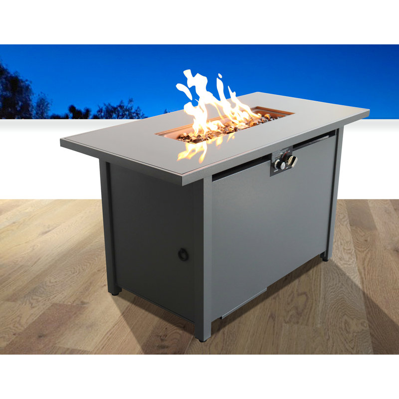 Steel Outdoor Fire Pit Table With Lid, Light Black