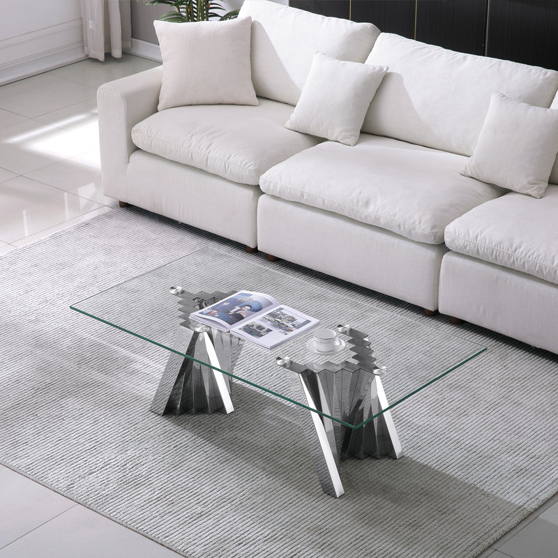 Bangor Glass Top Single Coffee Table, Silver