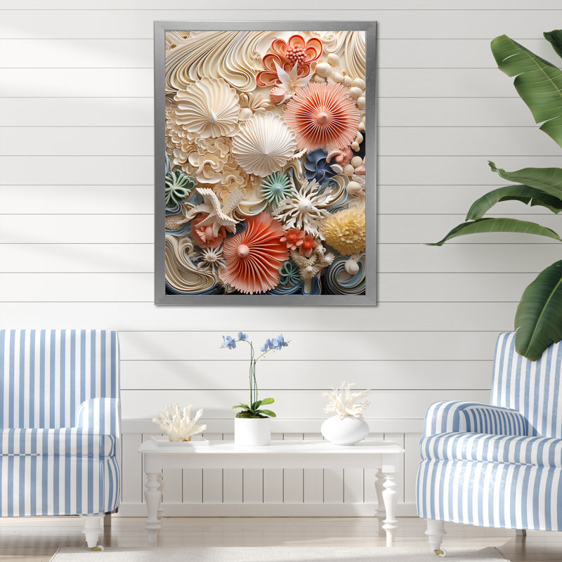 Créatures marines luxuriantes sur toile, Cadre simple argenté, H 20 po x l 12 po x P 1 po