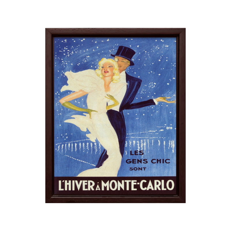 L'hiver à Monte-Carlo, Canevas, H 18 po x l 24 po, Encadrement brun