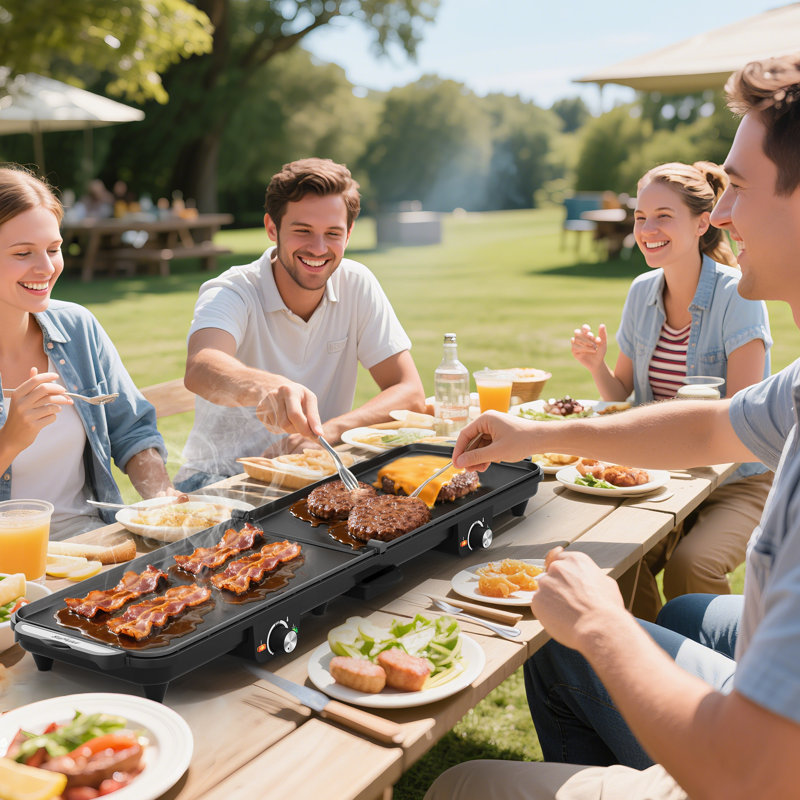 1600W Electric Griddle With Dual Cooking Zones