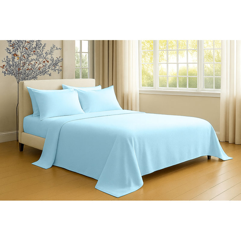 6-Piece Soft Microfiber Sheet Set, Aqua, Full Sheet Set with 4 Pillowcases