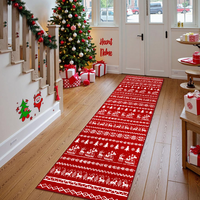 Christmas Decorative Area Rug Machine Washable Rug with Non-Slip Backing, Rectangle 5' x 7'