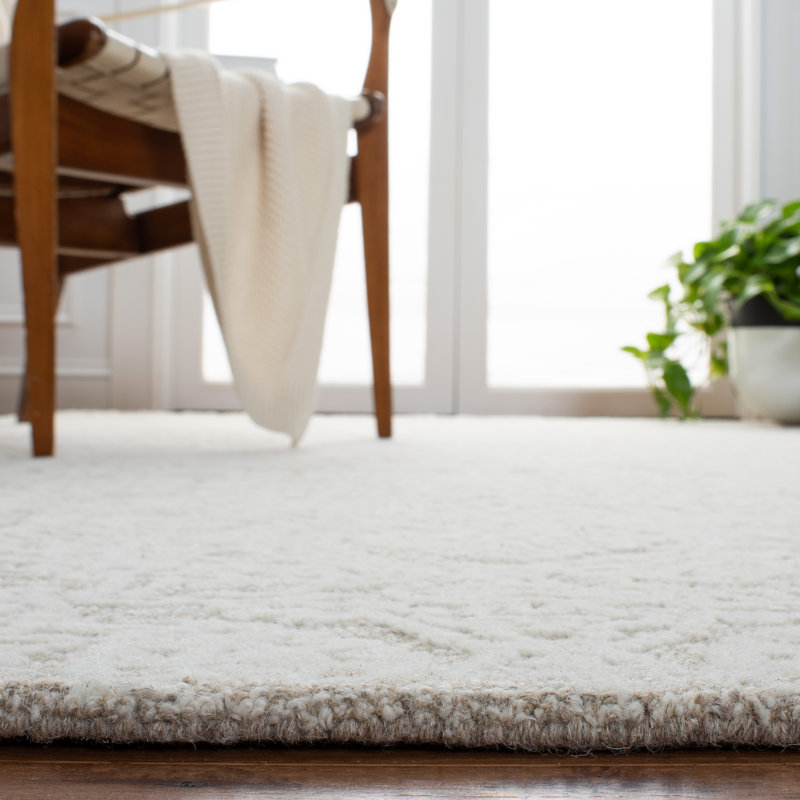 Tapis naturel / ivoire en laine touffeté à la main Metcalfe, Rectangulaire 2 pi x 3 pi
