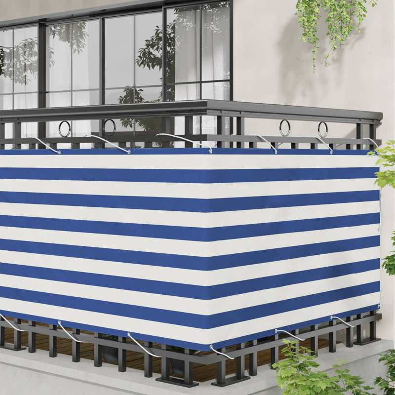 Vidaxl Balcony Screen Outdoor Privacy Screen Fence Patio Screen Oxford Fabric, 300cm W x 100cm D, Blue/White
