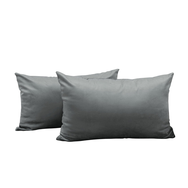 Soft Velvet Decorative Throw Pillow Covers For Couch Sofa, Gray, Rectangle 12"H x 20"W