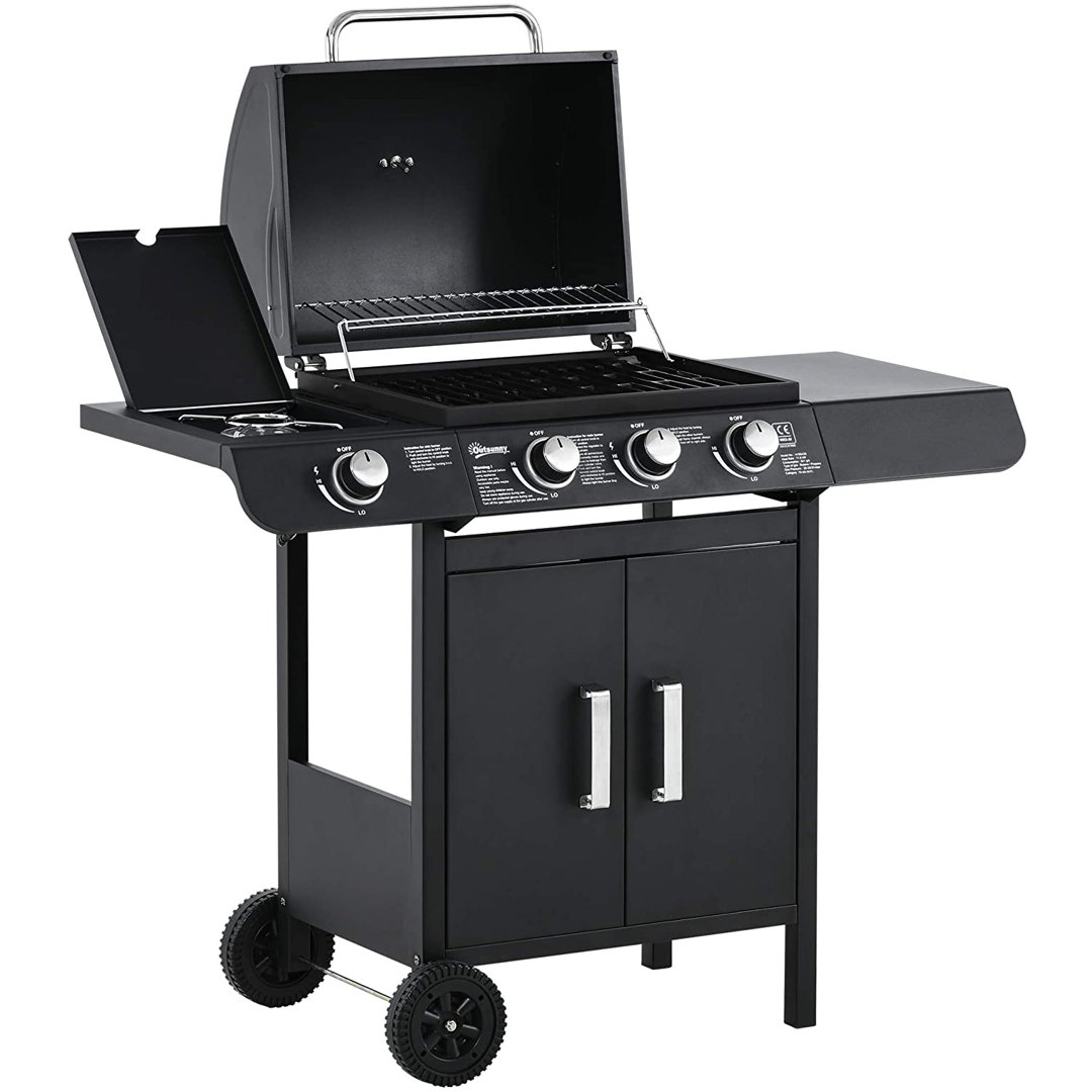 Barretti Dakota Fields 3 - Burner Freestanding Natural Gas 11000 BTU BTU Gas Grill with Side Burner and Cabinet