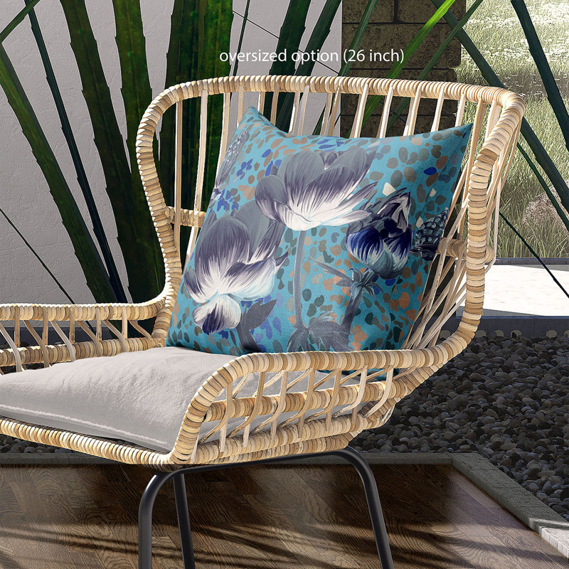 Housse et insert de coussin décoratif en polyester pour l'intérieur et l'extérieur, 18 po x 18 po, Vert / blanc / mer / bleu