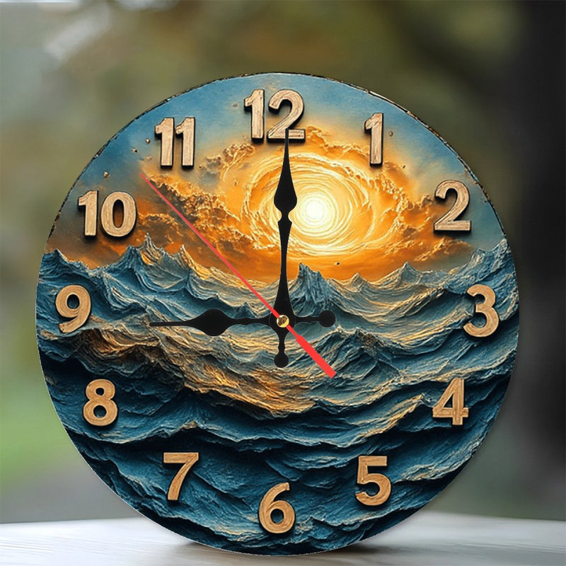 Horloge murale coucher de soleil océan