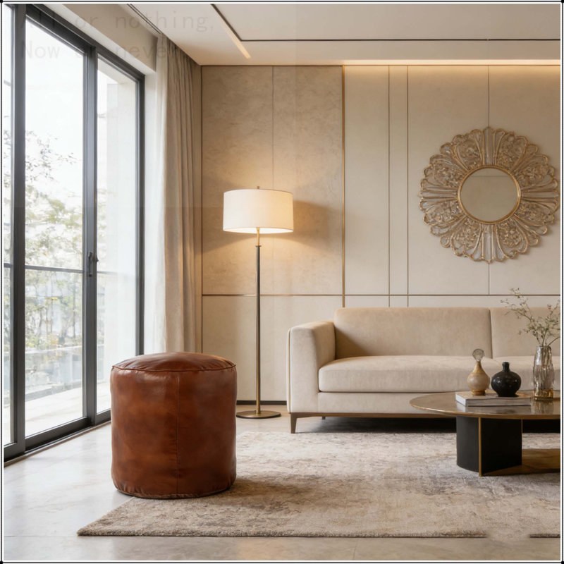 Repose-pieds industriel en cuir et toile