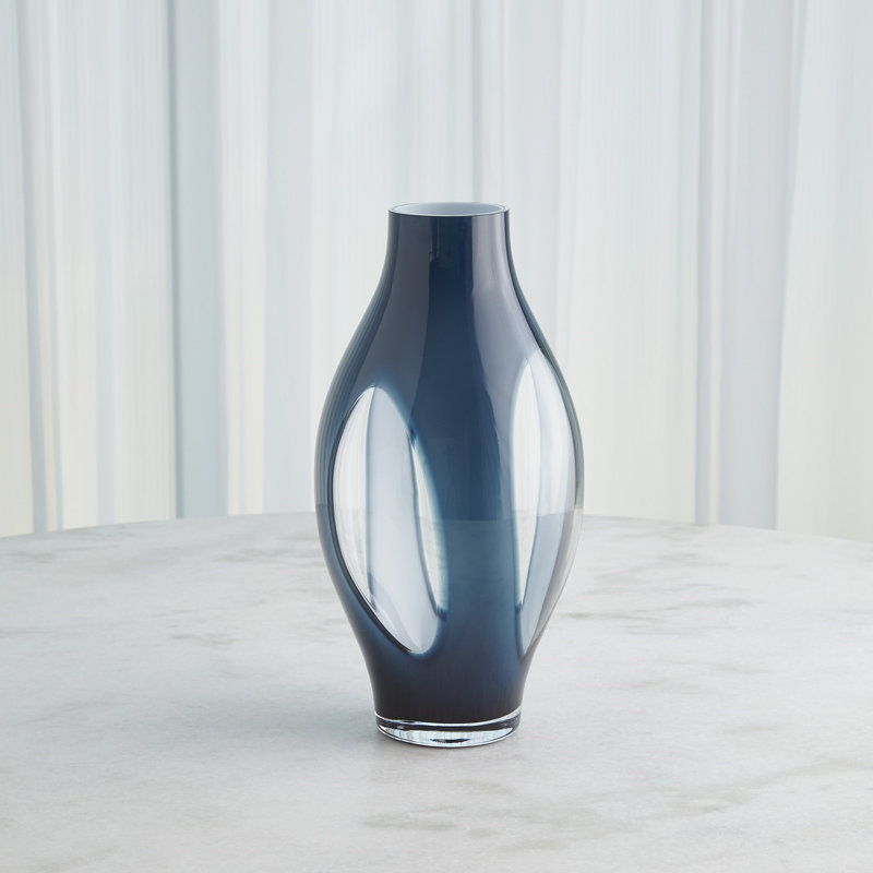 Glass Table Vase, Night Blue, 15.75" H x 8.25" W x 8.25" D