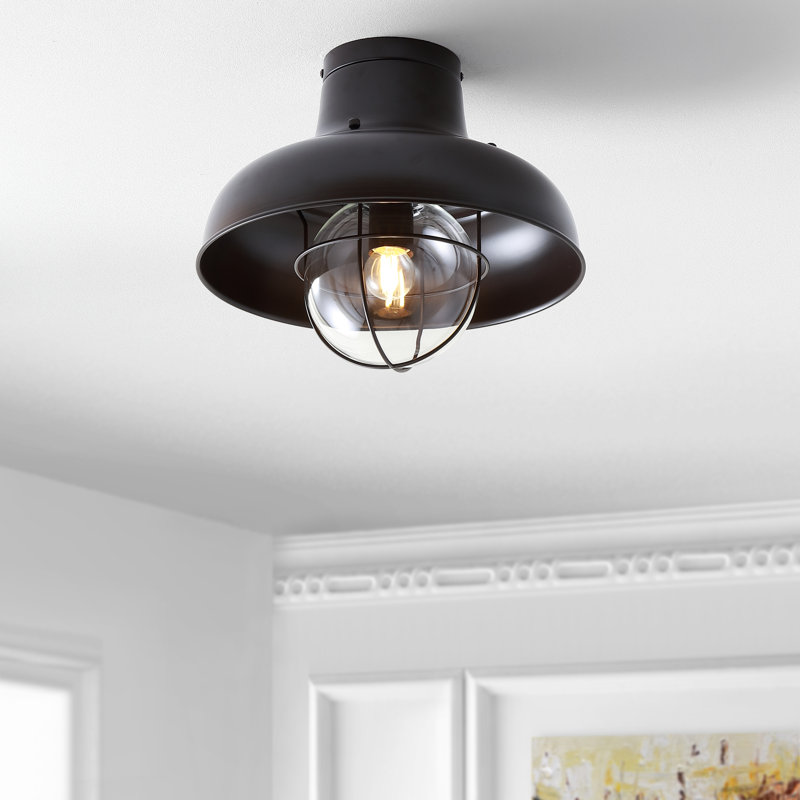 Plafonnier semi-encastré 13 po 1 lumières simple Sadler, Bronze huilé