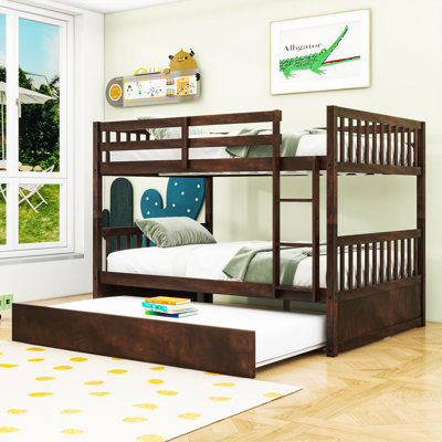Lit superposé en bois double avec lit gigogne simple Rustic