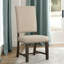 Ensemble de 2 chaises de salle à manger rembourrées en tissu, beige et noir fumé