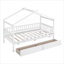 Lit plateforme classique en bois massif blanc, lit simple pour chambre d'enfant avec deux tiroirs de rangement-129380527-129380525