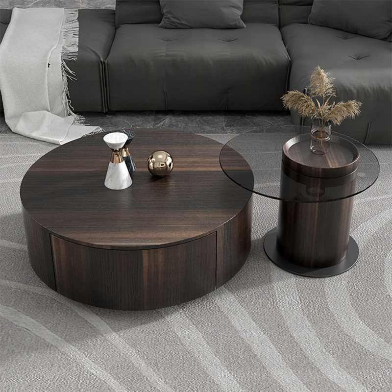 Modern simple round coffee table combination, 11.8" H x 31.5" L x 31.5" W