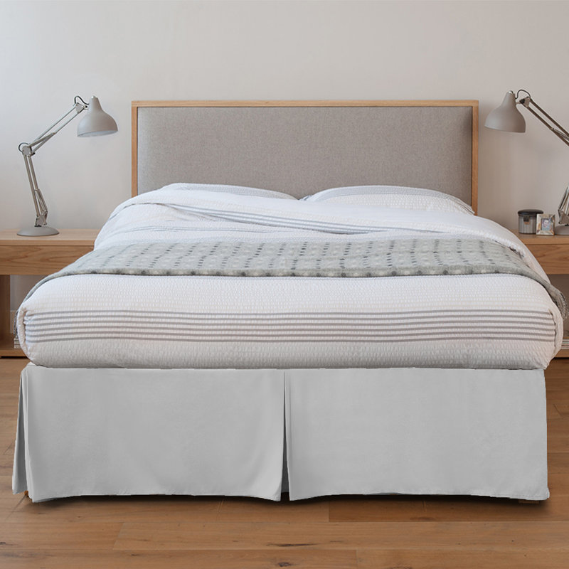 Grey Queen Brushed Microfiber Pleated Bed Skirt with 16 Inch Drop