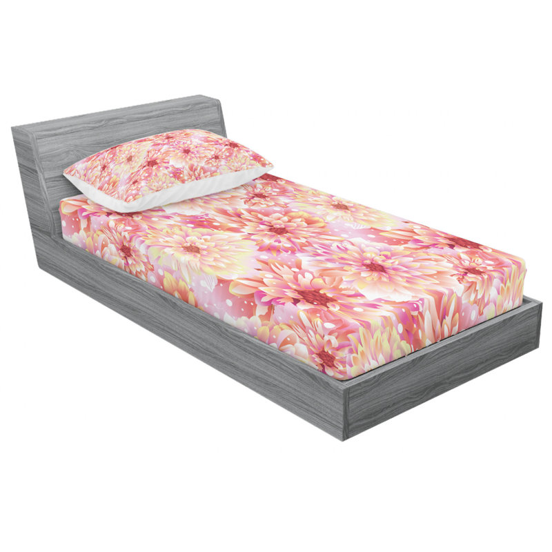 Microfiber Floral Sheet Set, Twin Sheet Set with Fitted Sheet
