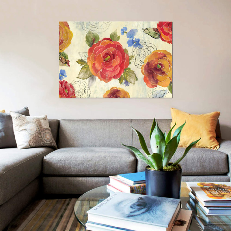 «Amelia Flowers» par PI Studio - reproduction sur toile tendue, H 8 po x l 12 po x P 0,75 po, Toile tendue, Pas de tapis